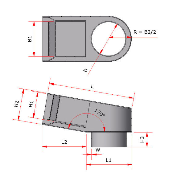 Alu stadsuitloop Ral 9001 6x8xø6cm lux